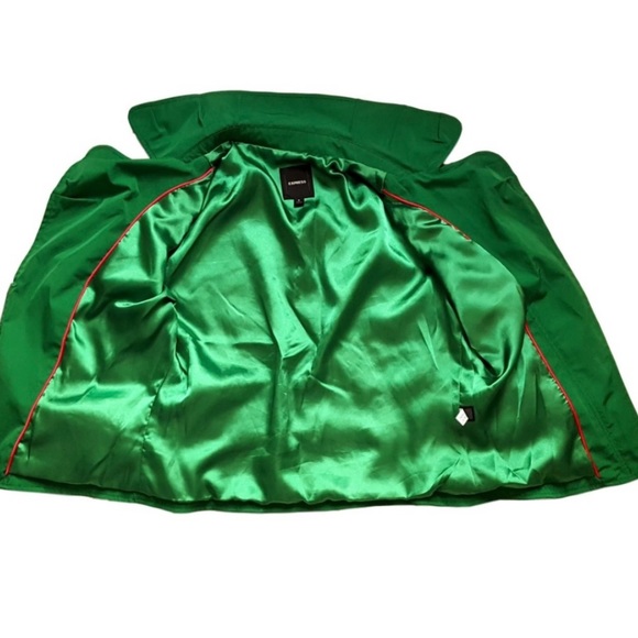 NWOT Express Women’s Zippered Moto Rain Jacket Emerald GREEN 🍀 SZ Small - Picture 12 of 12